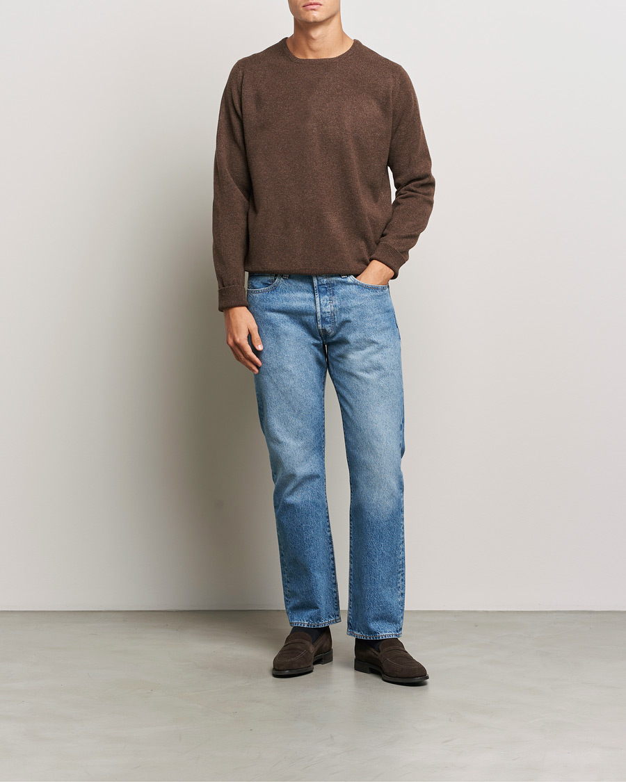 Uomini | Maglieria | William Lockie | Rob Lambswool Crewneck Mocha
