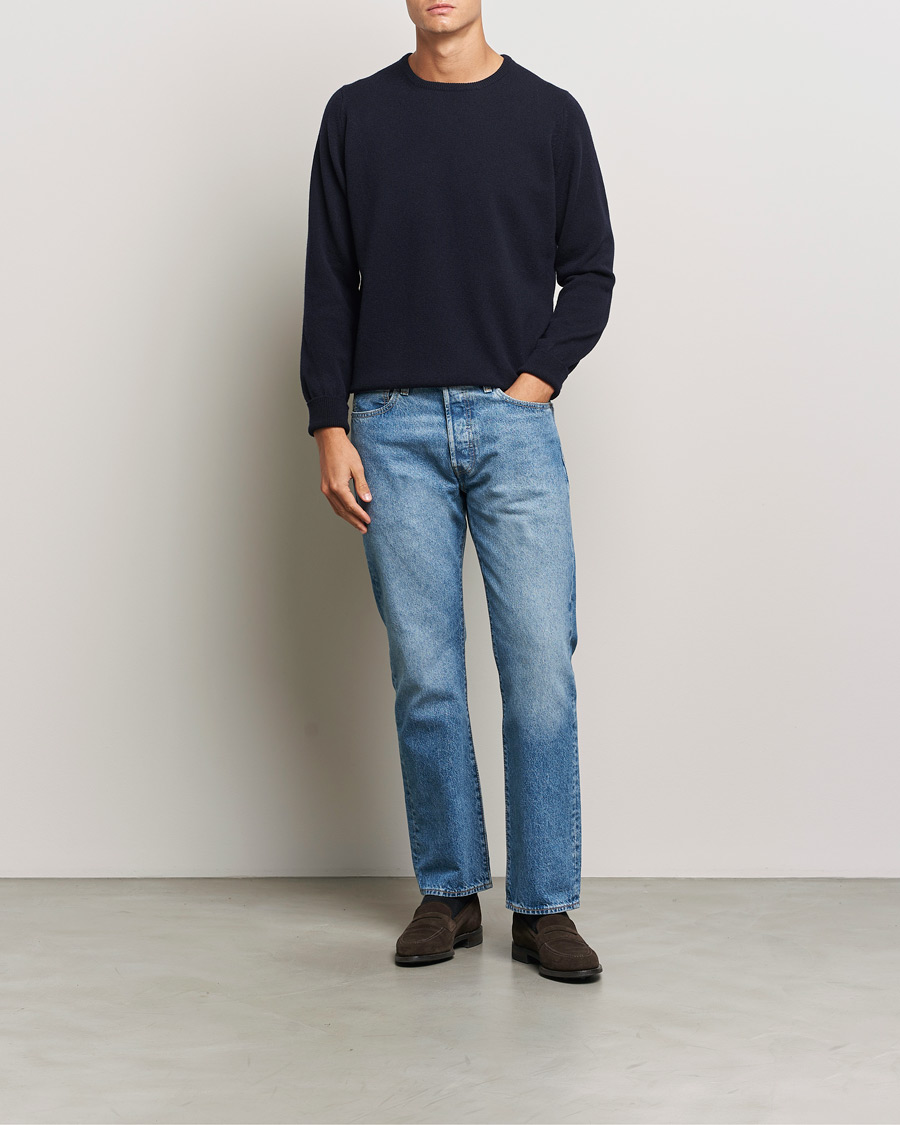 Uomini | Maglieria | William Lockie | Rob Lambswool Crewneck Navy