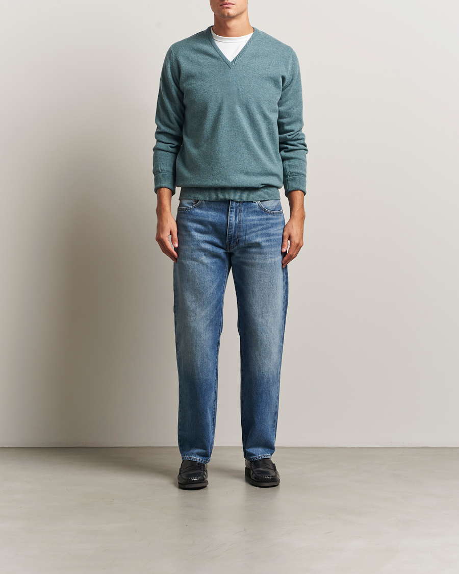 Uomini | Maglieria | William Lockie | Rob Lambswool V-Neck Caspian