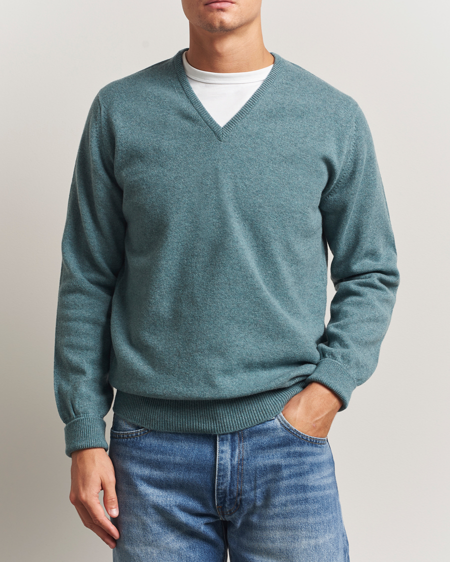 Uomini | Maglieria | William Lockie | Rob Lambswool V-Neck Caspian