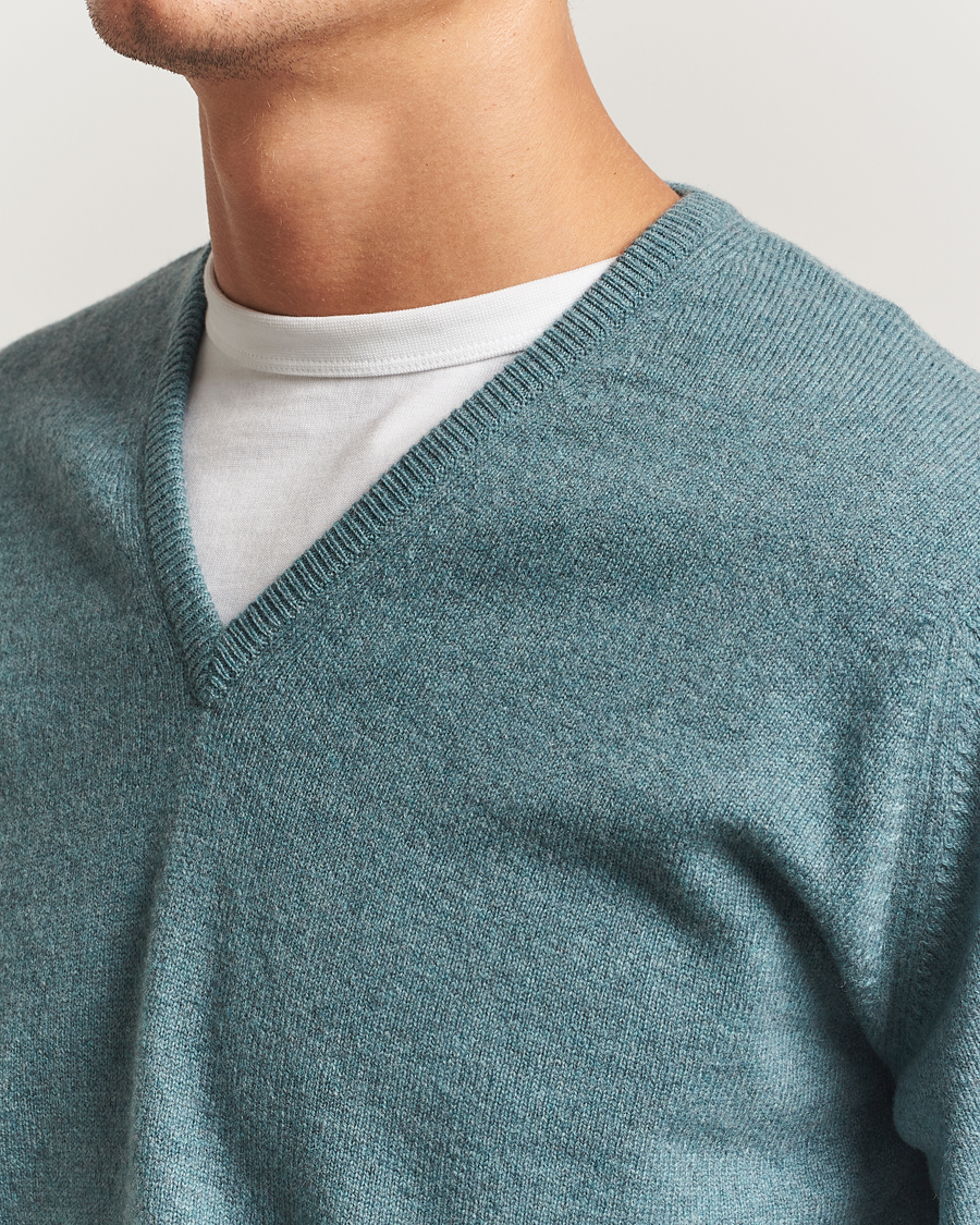 Uomini | Maglieria | William Lockie | Rob Lambswool V-Neck Caspian