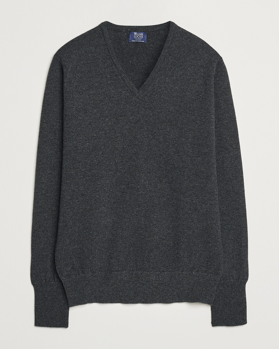 Uomini | Maglieria | William Lockie | Rob Lambswool V-Neck Charcoal