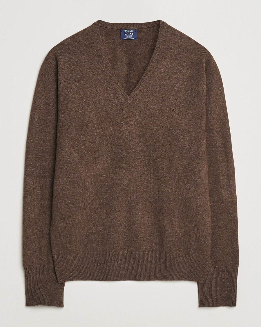 Uomini | Maglieria | William Lockie | Rob Lambswool V-Neck Mocha