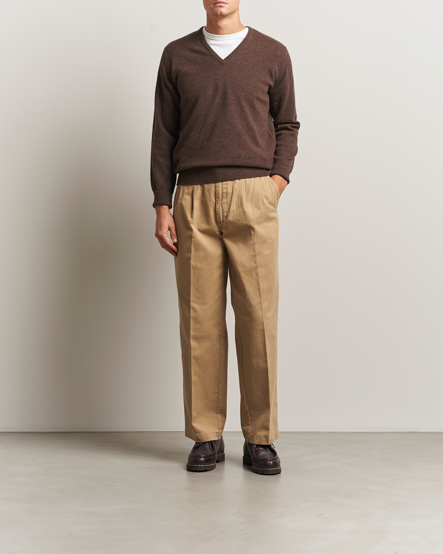Uomini | Maglieria | William Lockie | Rob Lambswool V-Neck Mocha
