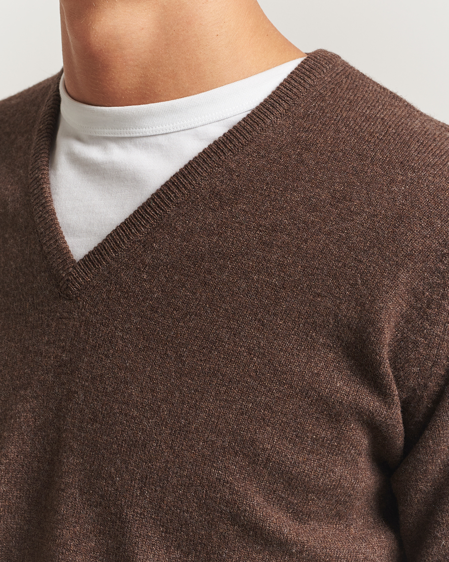 Uomini | Maglieria | William Lockie | Rob Lambswool V-Neck Mocha
