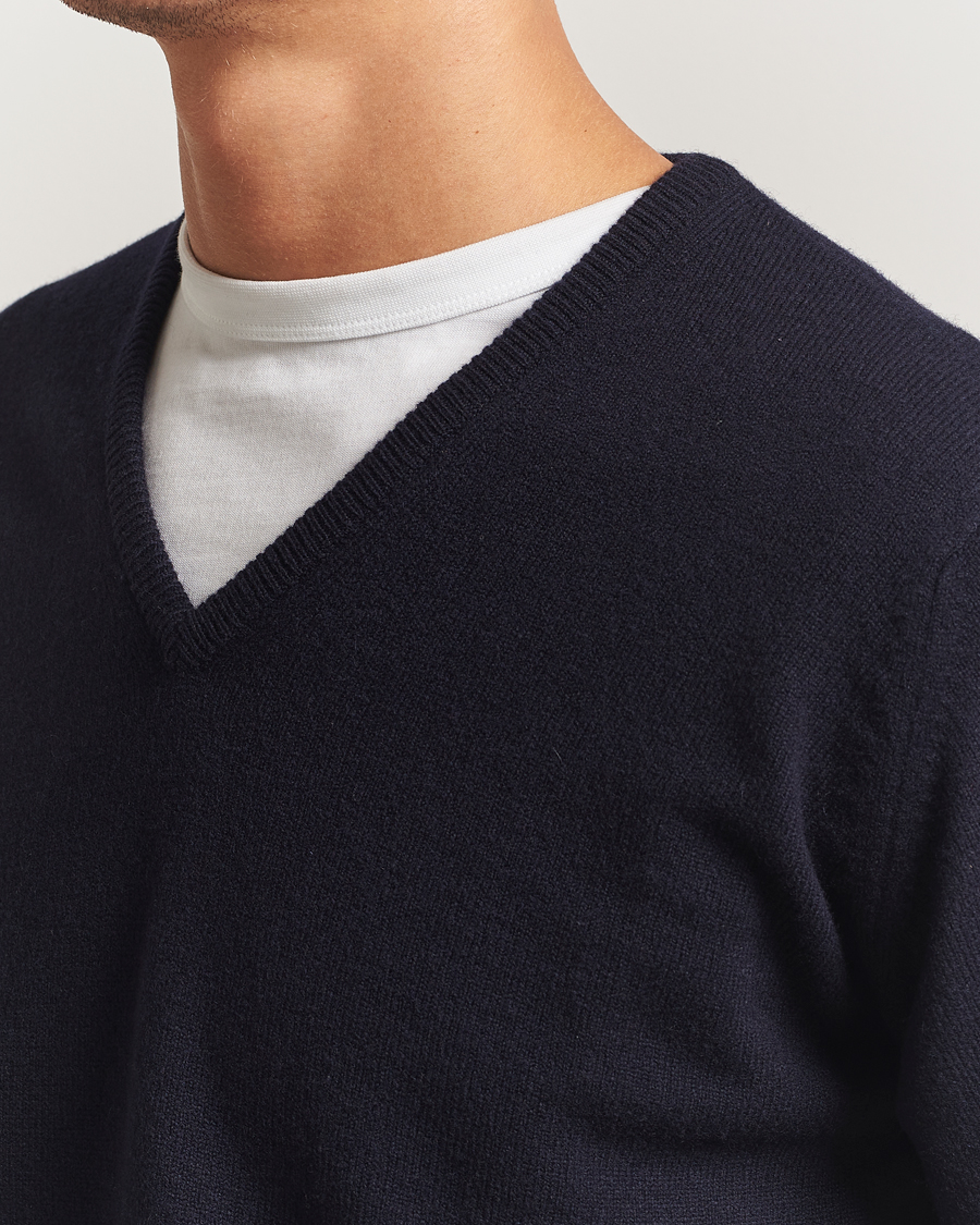 Uomini | Maglieria | William Lockie | Rob Lambswool V-Neck Navy
