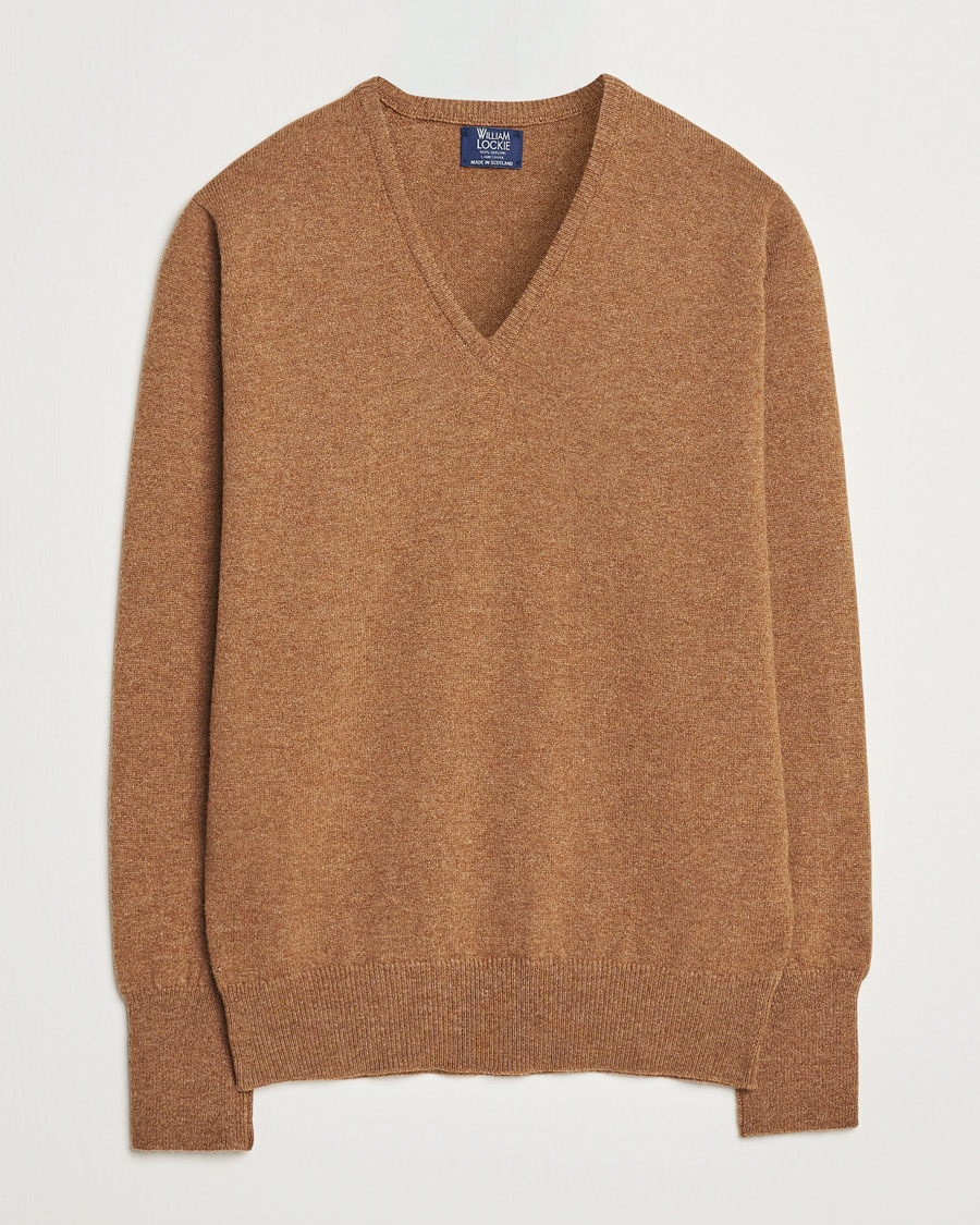 Uomini | Maglieria | William Lockie | Rob Lambswool V-Neck Savannah