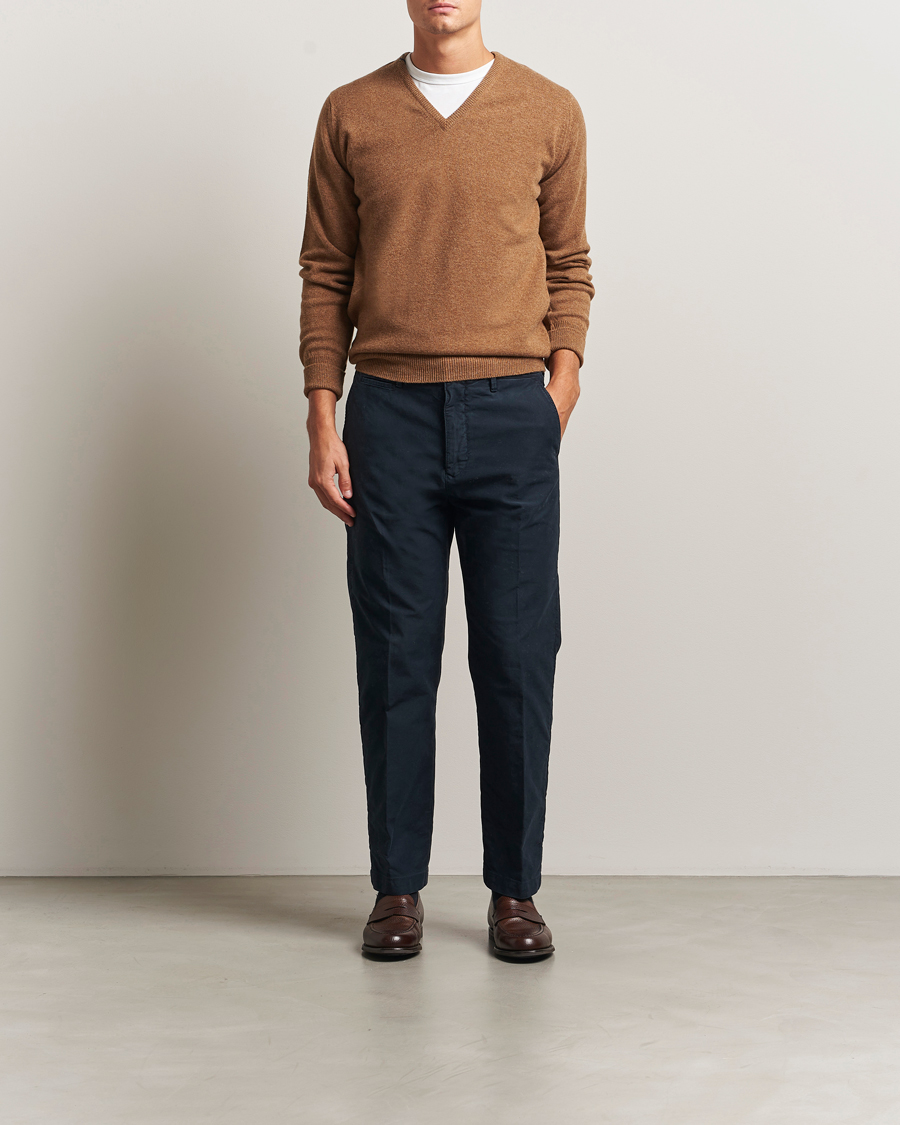 Uomini | Maglieria | William Lockie | Rob Lambswool V-Neck Savannah