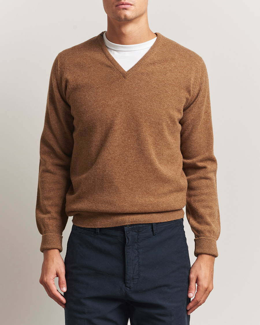 Uomini | Maglieria | William Lockie | Rob Lambswool V-Neck Savannah