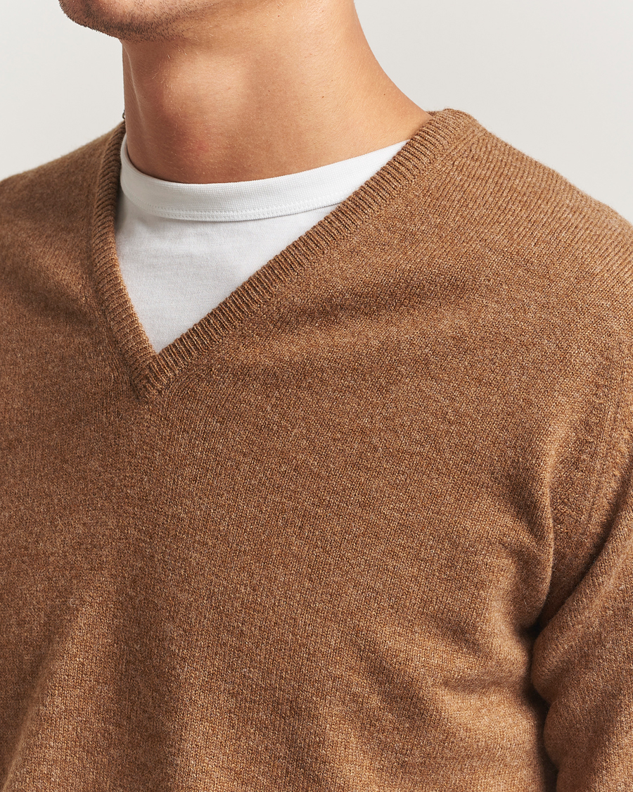 Uomini | Maglieria | William Lockie | Rob Lambswool V-Neck Savannah