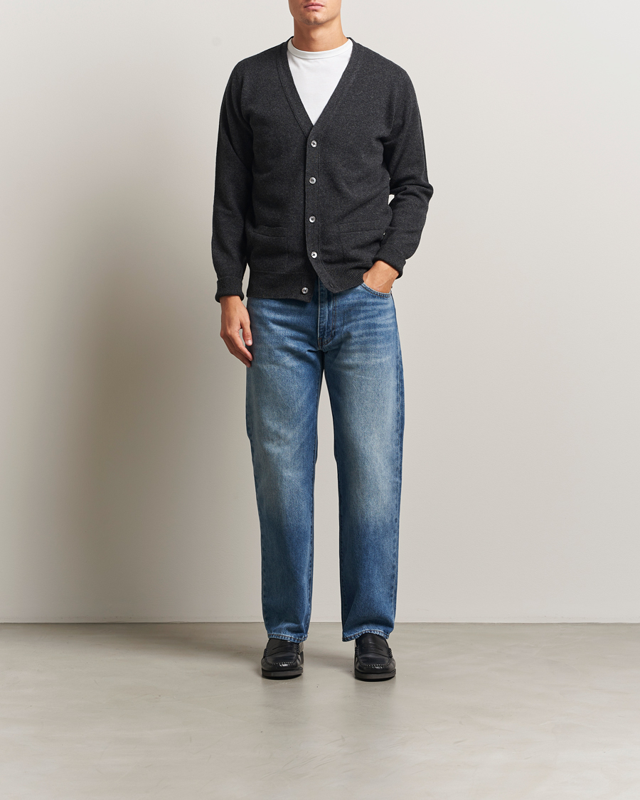 Uomini | Maglieria | William Lockie | Rob Lambswool Cardigan Charcoal