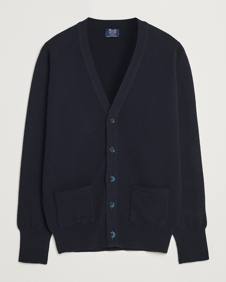 Uomini | Maglieria | William Lockie | Rob Lambswool Cardigan Navy