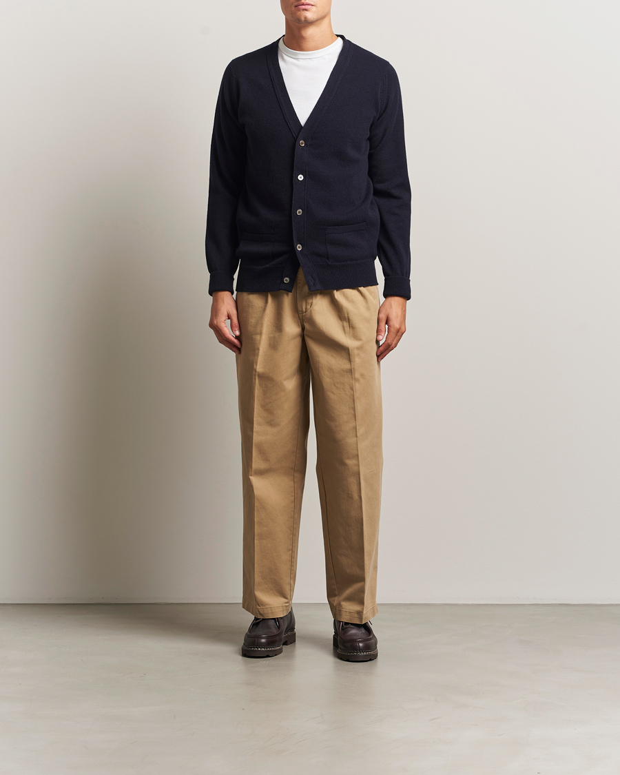 Uomini | Maglieria | William Lockie | Rob Lambswool Cardigan Navy