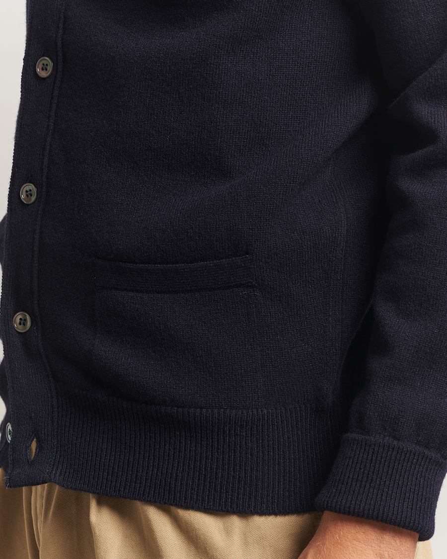 Uomini | Maglieria | William Lockie | Rob Lambswool Cardigan Navy