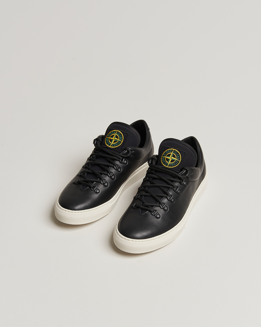 Uomini | Stone Island Leather Snekers Black | Stone Island | Leather Snekers Black