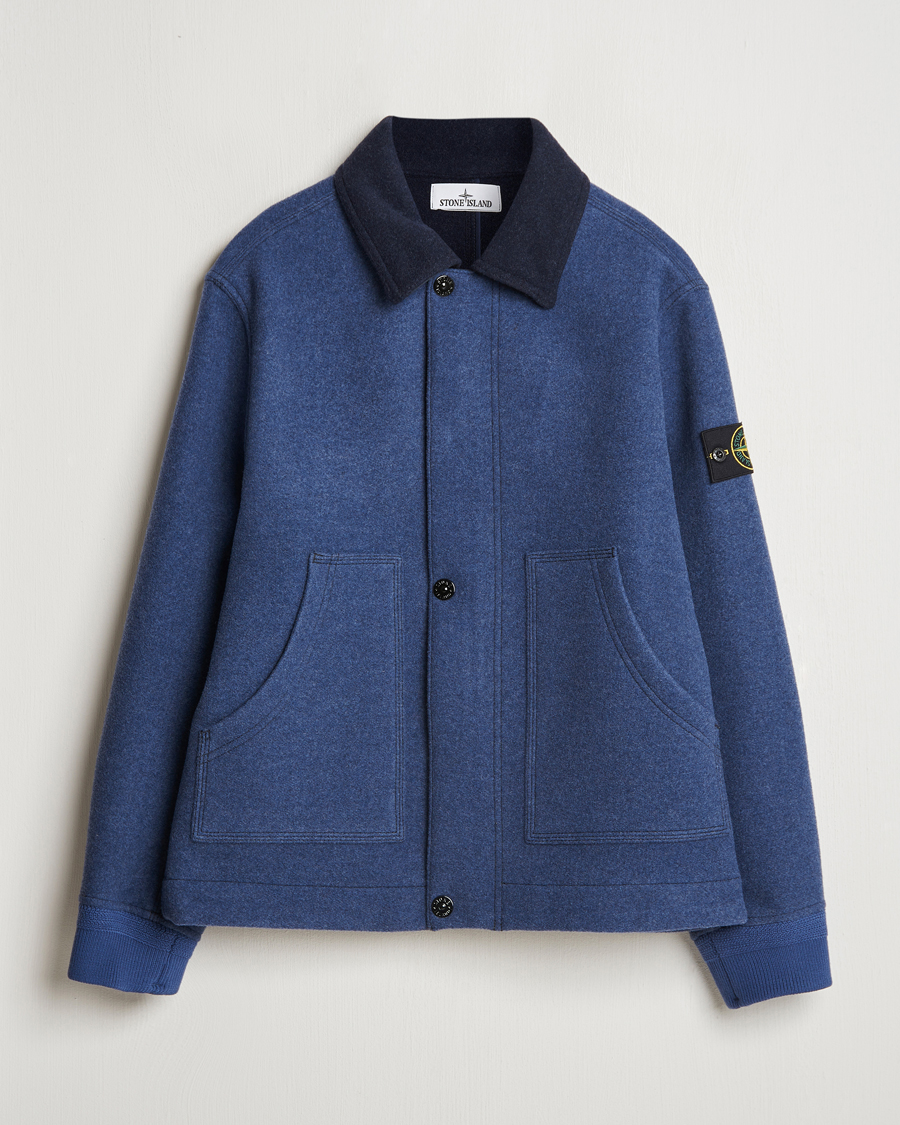 Uomini | Giacche | Stone Island | Panno Speciale Wool Nylon Jacket Royal Blue