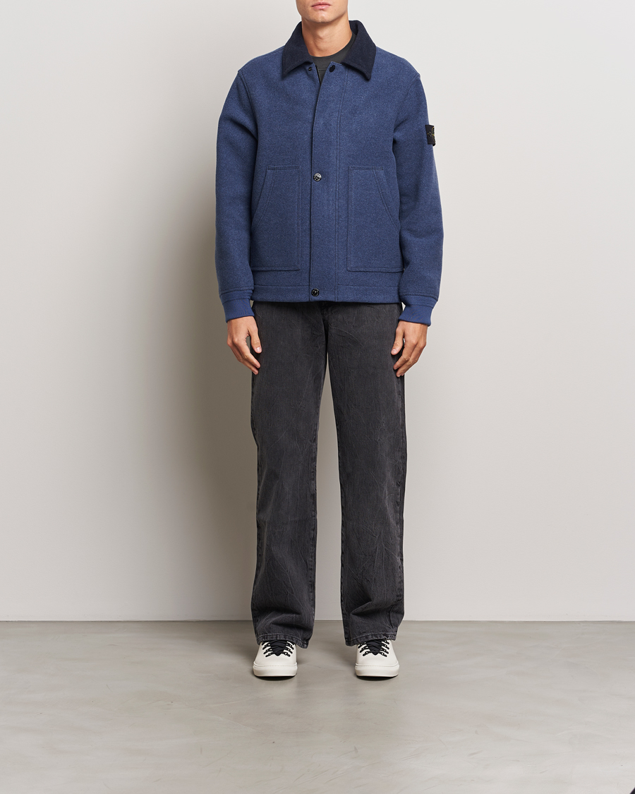 Uomini | Giacche | Stone Island | Panno Speciale Wool Nylon Jacket Royal Blue
