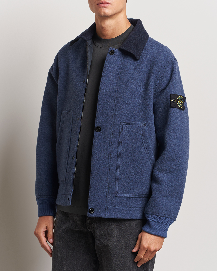 Uomini | Giacche | Stone Island | Panno Speciale Wool Nylon Jacket Royal Blue