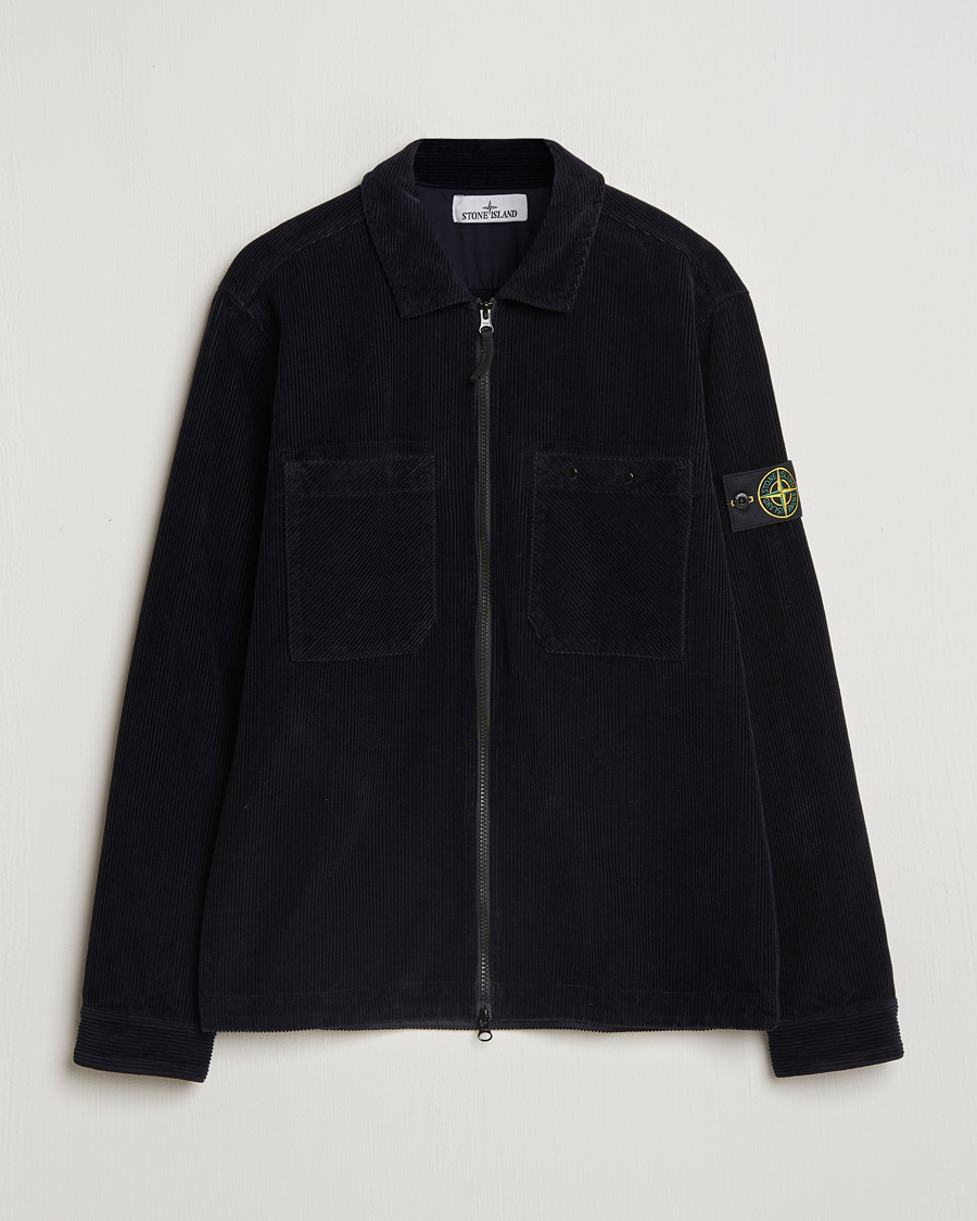 Uomini | Camicie | Stone Island | Garment Dyed Corduroy Overshirt Navy Blue