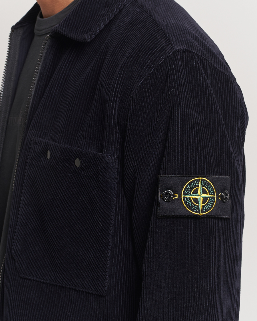 Uomini | Camicie | Stone Island | Garment Dyed Corduroy Overshirt Navy Blue