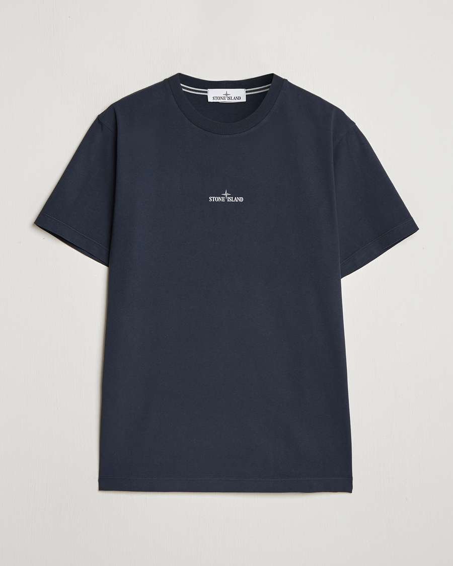 Uomini | T-shirt | Stone Island | Garment Dyed Jersey Logo T-Shirt Navy Blue