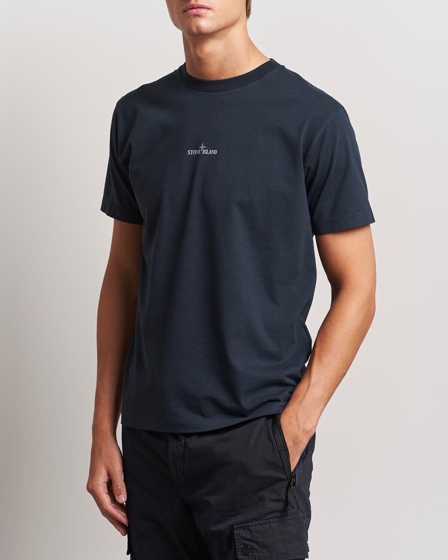 Uomini | T-shirt | Stone Island | Garment Dyed Jersey Logo T-Shirt Navy Blue