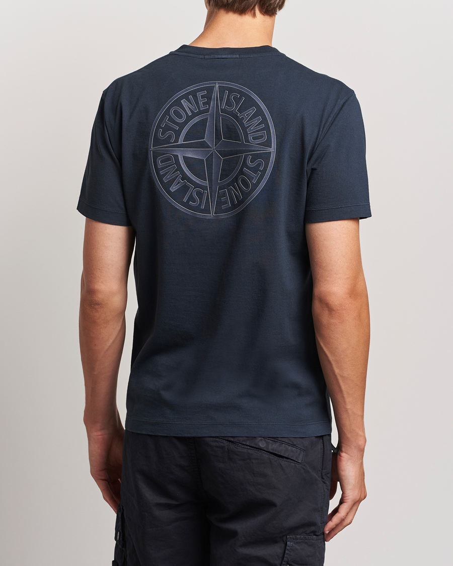 Uomini | T-shirt | Stone Island | Garment Dyed Jersey Logo T-Shirt Navy Blue