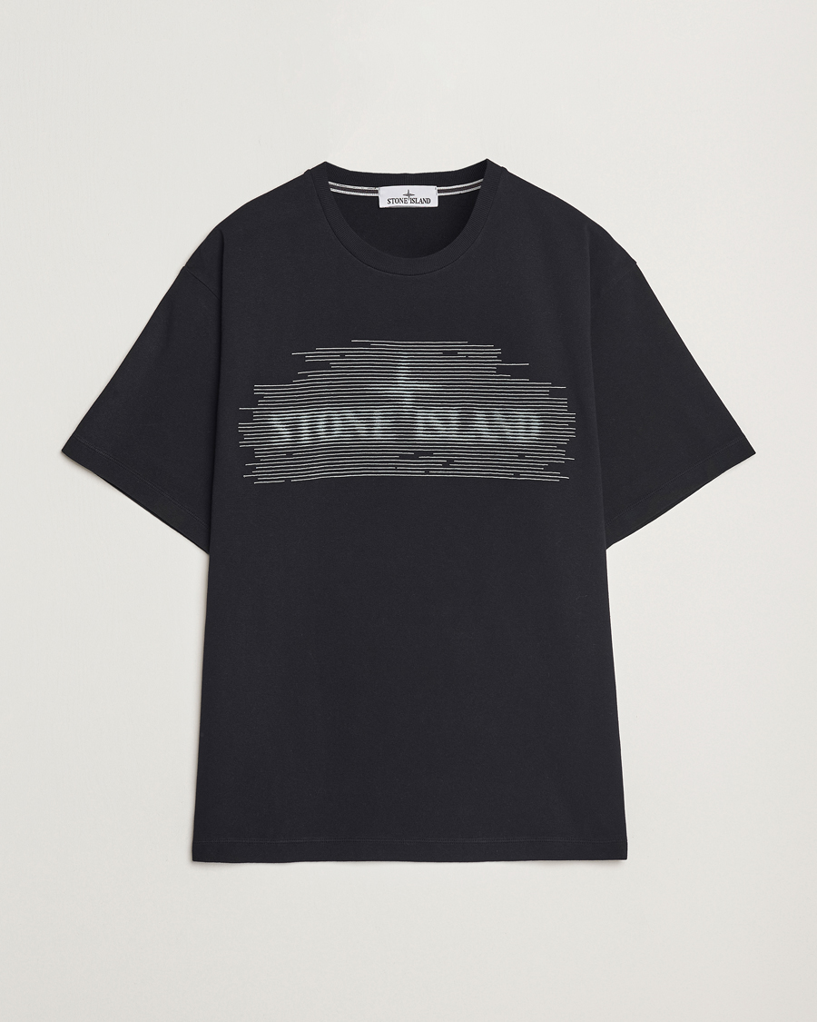 Uomini | T-shirt | Stone Island | Garment Dyed Embroidery Logo T-Shirt Black