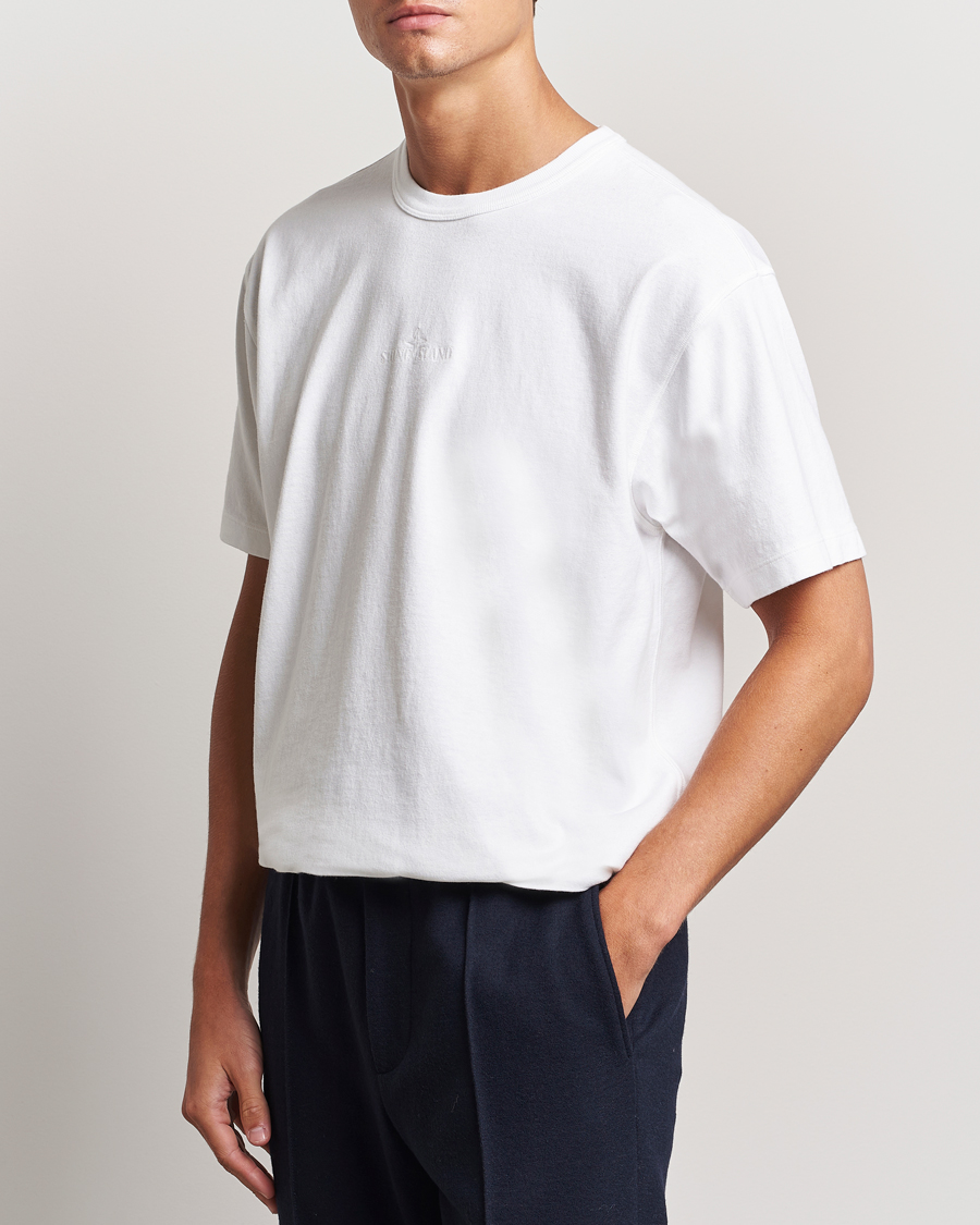 Uomini | T-shirt | Stone Island | Old Dyed Cotton Logo T-Shirt White