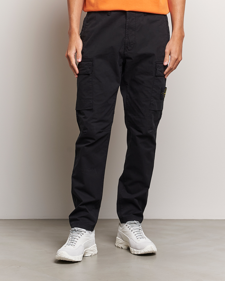 Uomini | Pantaloni | Stone Island | Stretch Cotton Gabardine Trousers Black