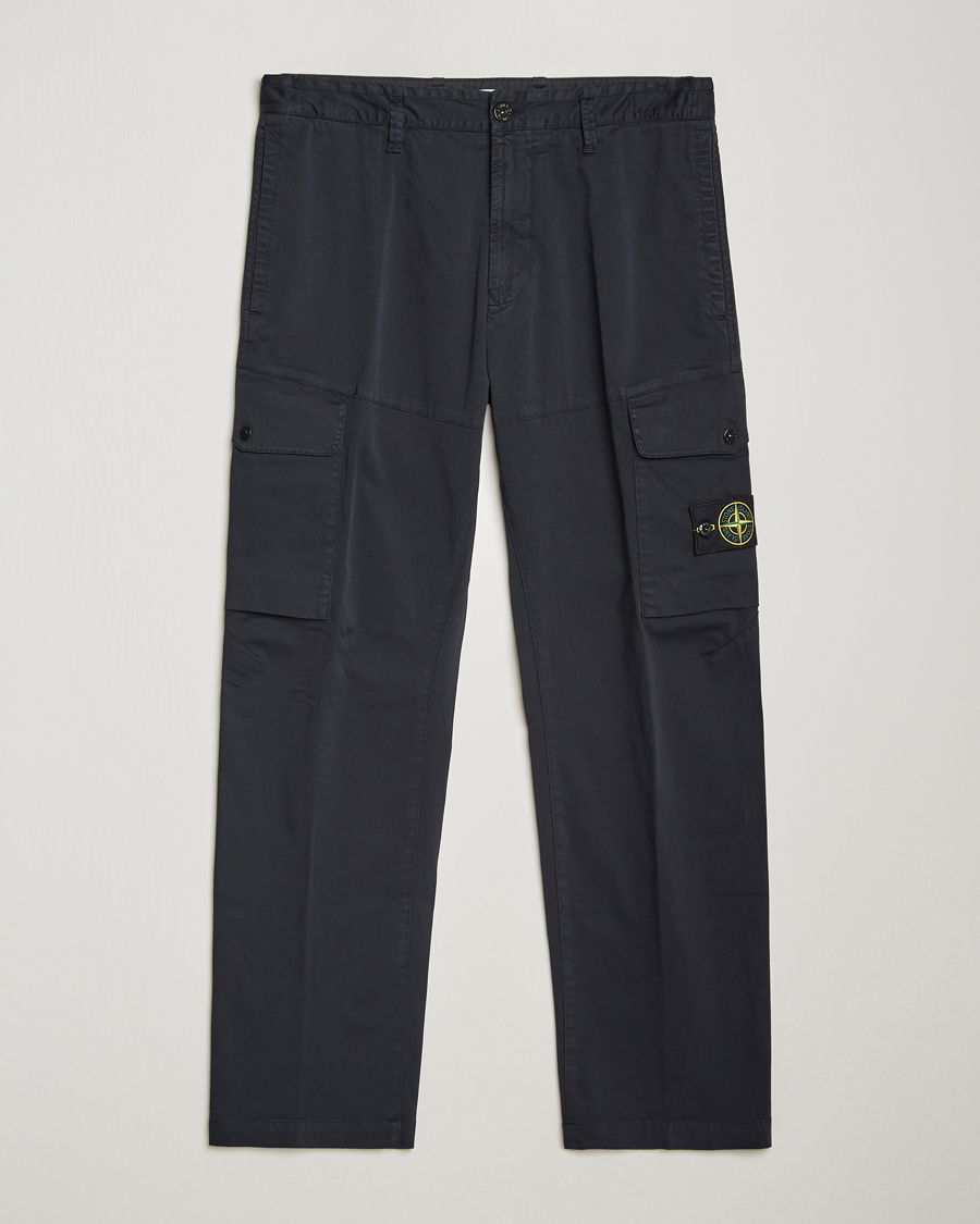 Uomini | Pantaloni | Stone Island | Cotton Satin Cargo Pants Navy Blue