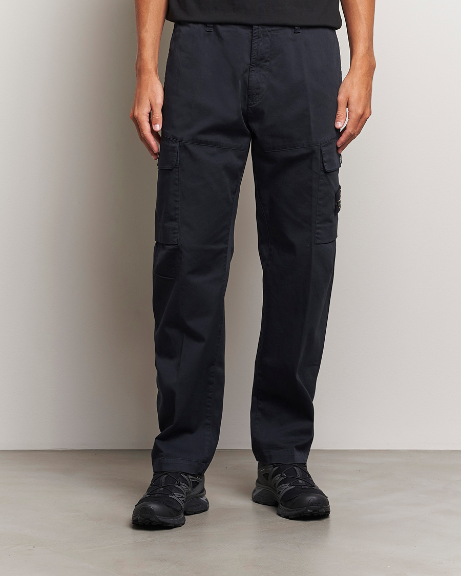 Uomini | Pantaloni | Stone Island | Cotton Satin Cargo Pants Navy Blue