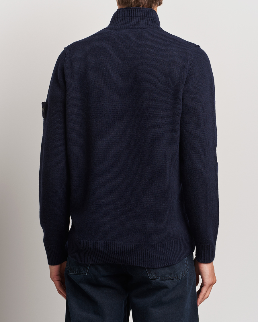 Uomini | Maglieria | Stone Island | Knitted Lambswool Half Button Zip Navy Blue
