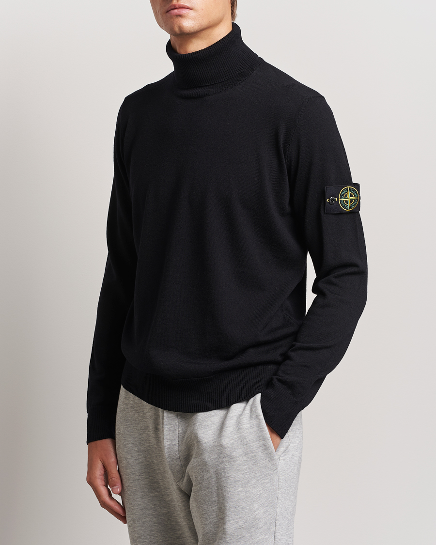 Uomini | Maglieria | Stone Island | Knitted Wool Polo Black