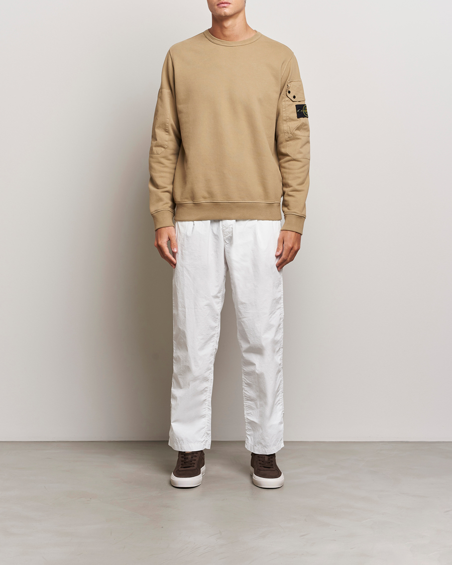 Uomini | Maglieria | Stone Island | Brushed Cotton Fleece Sweatshirt Biscuit