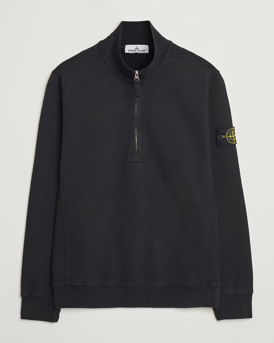 Uomini | Maglieria | Stone Island | Garment Dyed Fleece Half Zip Black