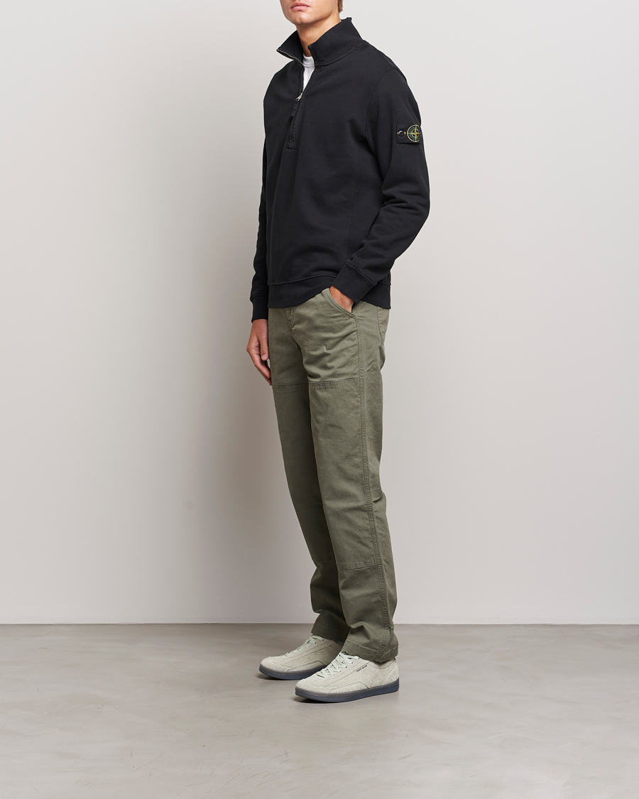 Uomini | Maglieria | Stone Island | Garment Dyed Fleece Half Zip Black