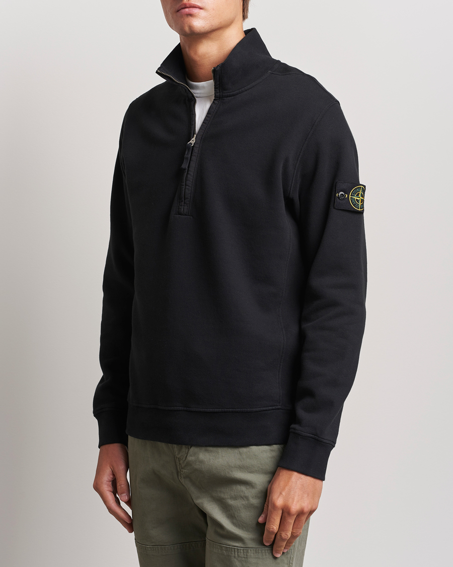 Uomini | Maglieria | Stone Island | Garment Dyed Fleece Half Zip Black