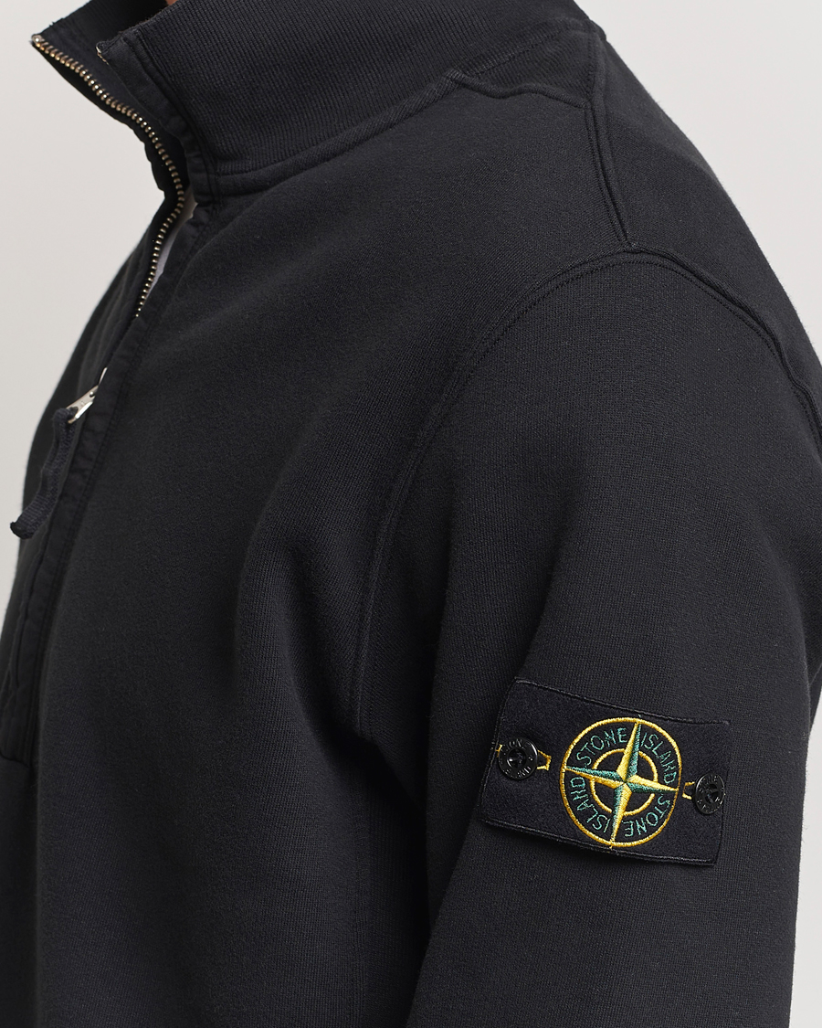 Uomini | Maglieria | Stone Island | Garment Dyed Fleece Half Zip Black