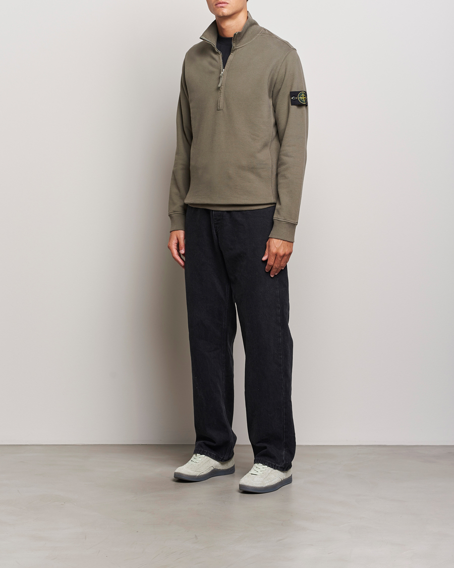 Uomini | Maglieria | Stone Island | Garment Dyed Fleece Half Zip Walnut
