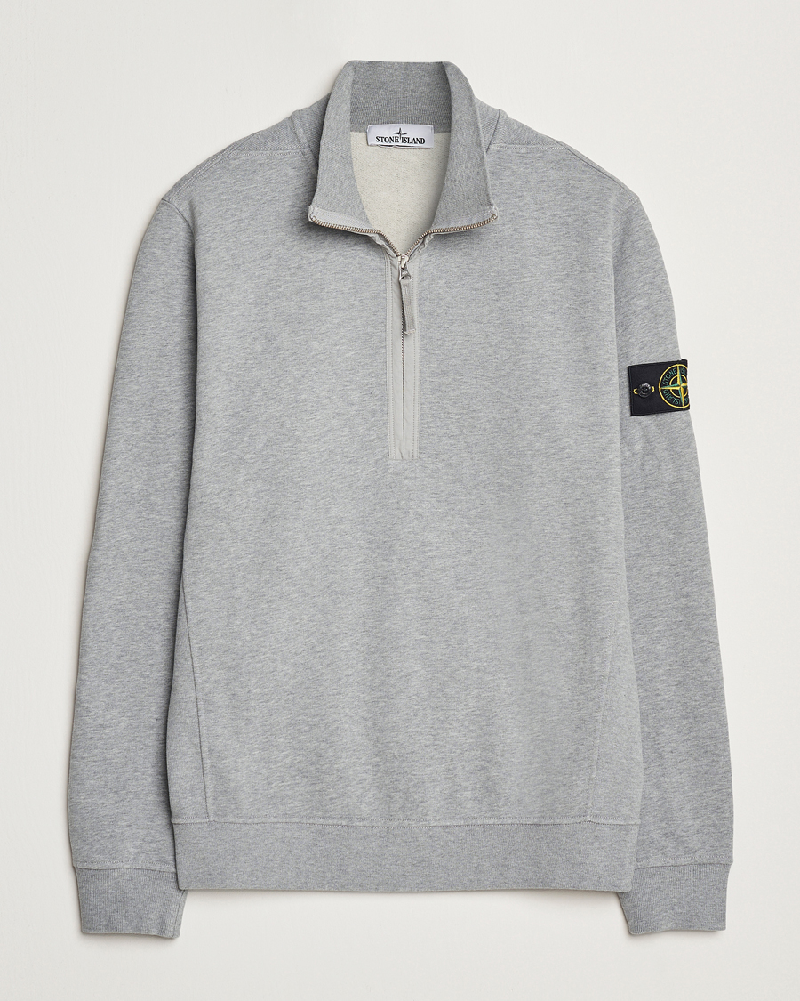 Uomini | Maglieria | Stone Island | Garment Dyed Fleece Half Zip Melange Grey