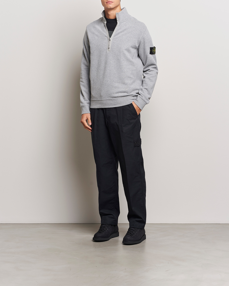 Uomini | Maglieria | Stone Island | Garment Dyed Fleece Half Zip Melange Grey