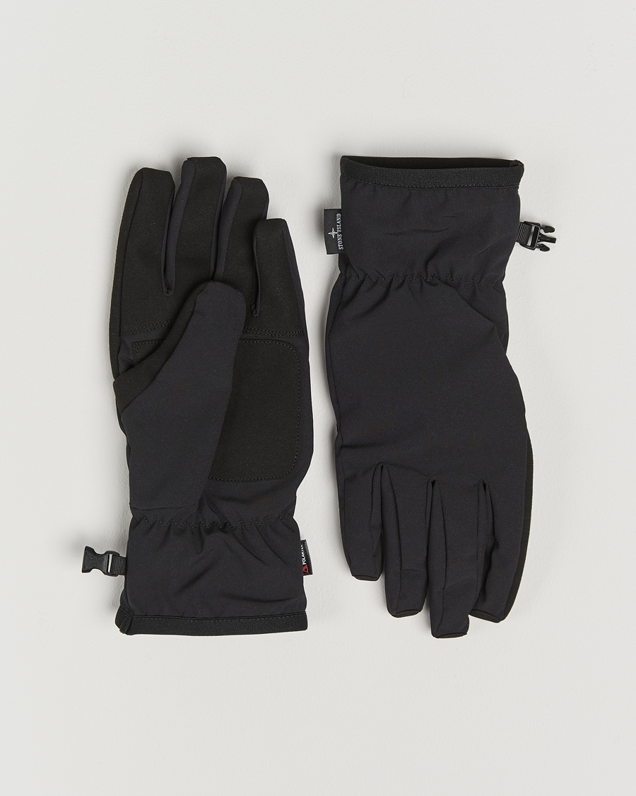 Uomini | Stone Island Soft Shell-R_e Recycled Gloves Black | Stone Island | Soft Shell-R_e Recycled Gloves Black