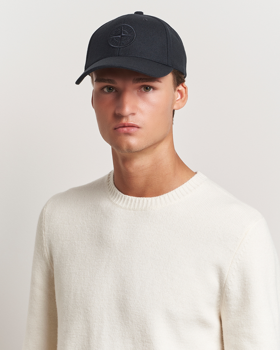 Uomini | Stone Island Wool Nylon Flannel Cap Navy Blue | Stone Island | Wool Nylon Flannel Cap Navy Blue