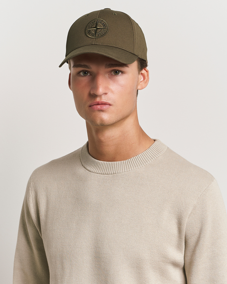 Uomini | Stone Island Cotton Rep Logo Cap Military Green | Stone Island | Cotton Rep Logo Cap Military Green