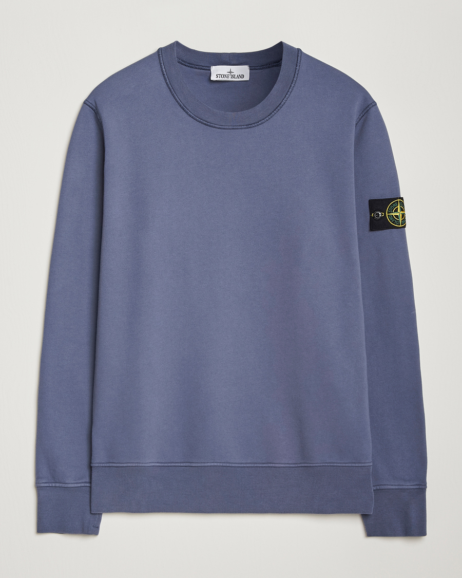 Uomini | Maglieria | Stone Island | Garment Dyed Fleece Sweatshirt Mid Blue