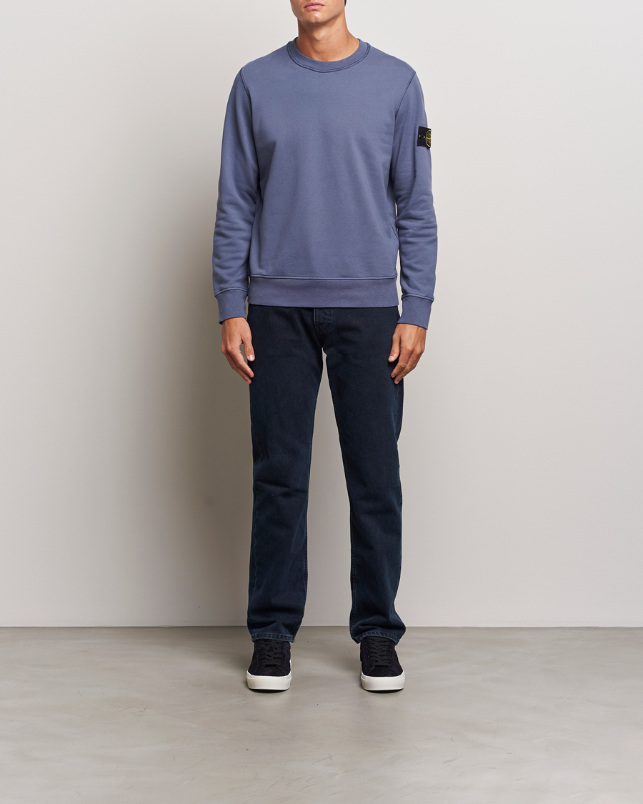 Uomini | Maglieria | Stone Island | Garment Dyed Fleece Sweatshirt Mid Blue