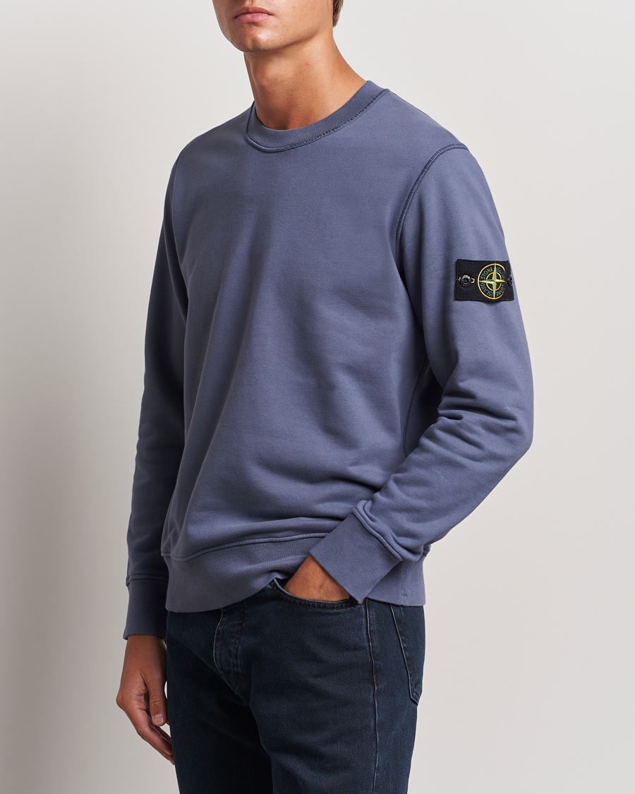 Uomini | Maglieria | Stone Island | Garment Dyed Fleece Sweatshirt Mid Blue