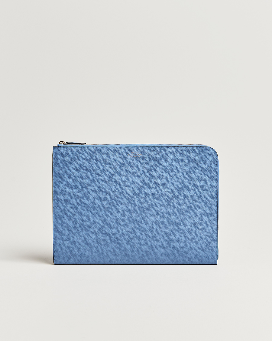 Uomini | Smythson Panama Small Laptop Case Nile Blue | Smythson | Panama Small Laptop Case Nile Blue