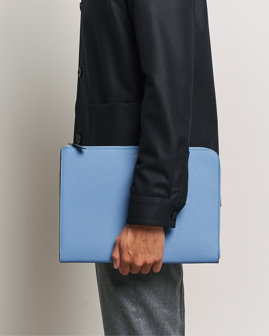 Uomini | Smythson Panama Small Laptop Case Nile Blue | Smythson | Panama Small Laptop Case Nile Blue